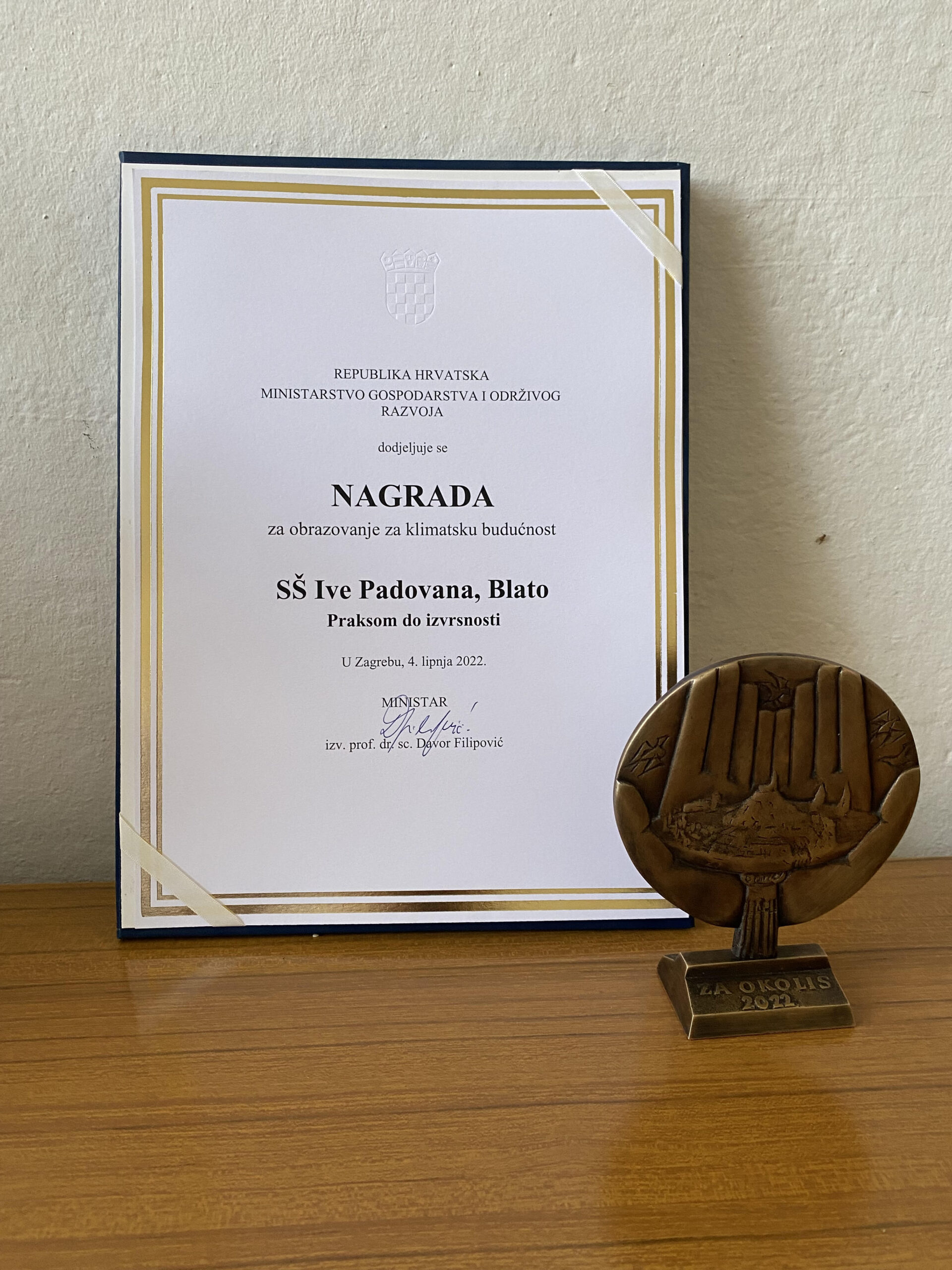 Dodjeljena nam je Nacionalna nagrada za zaštitu okoliša.